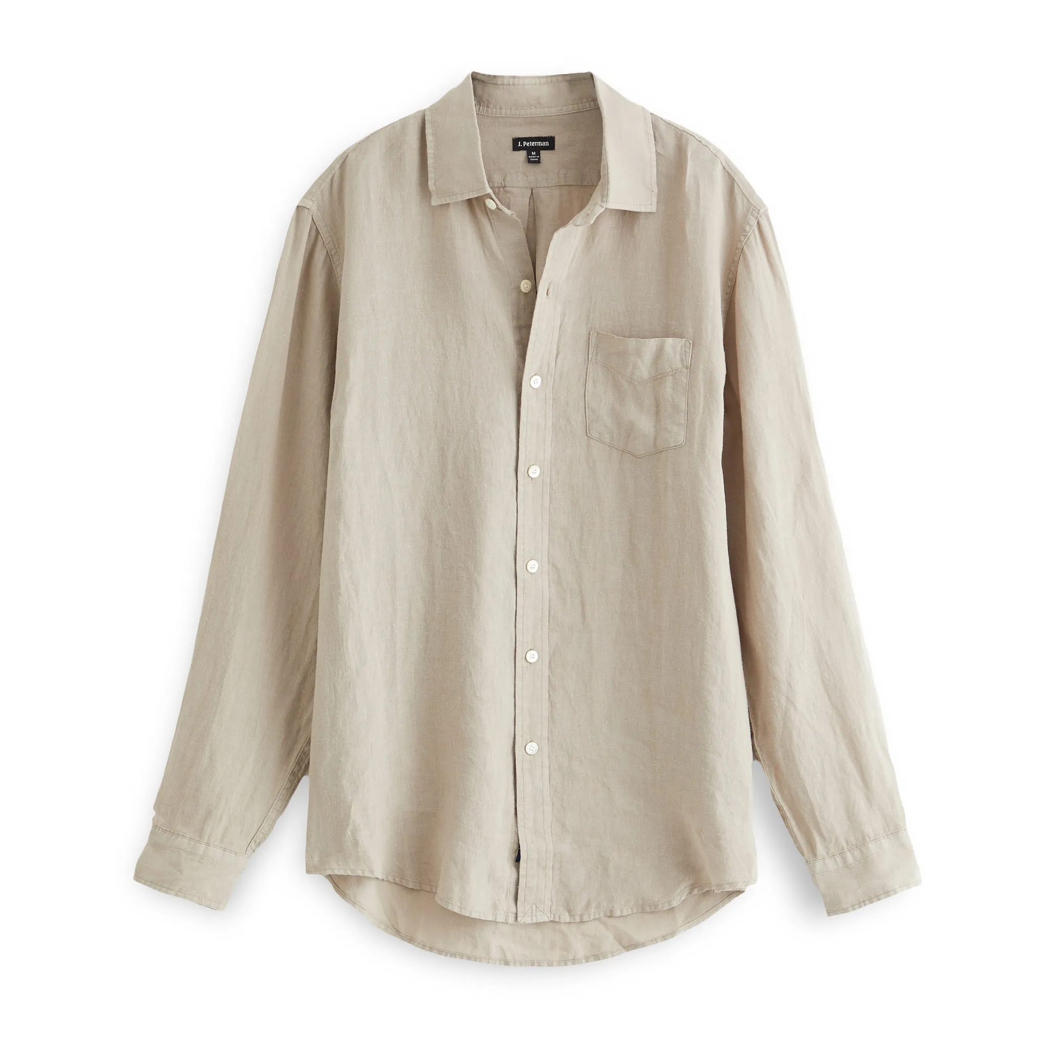 J. Peterman Men's New Linen Shirt in Sand