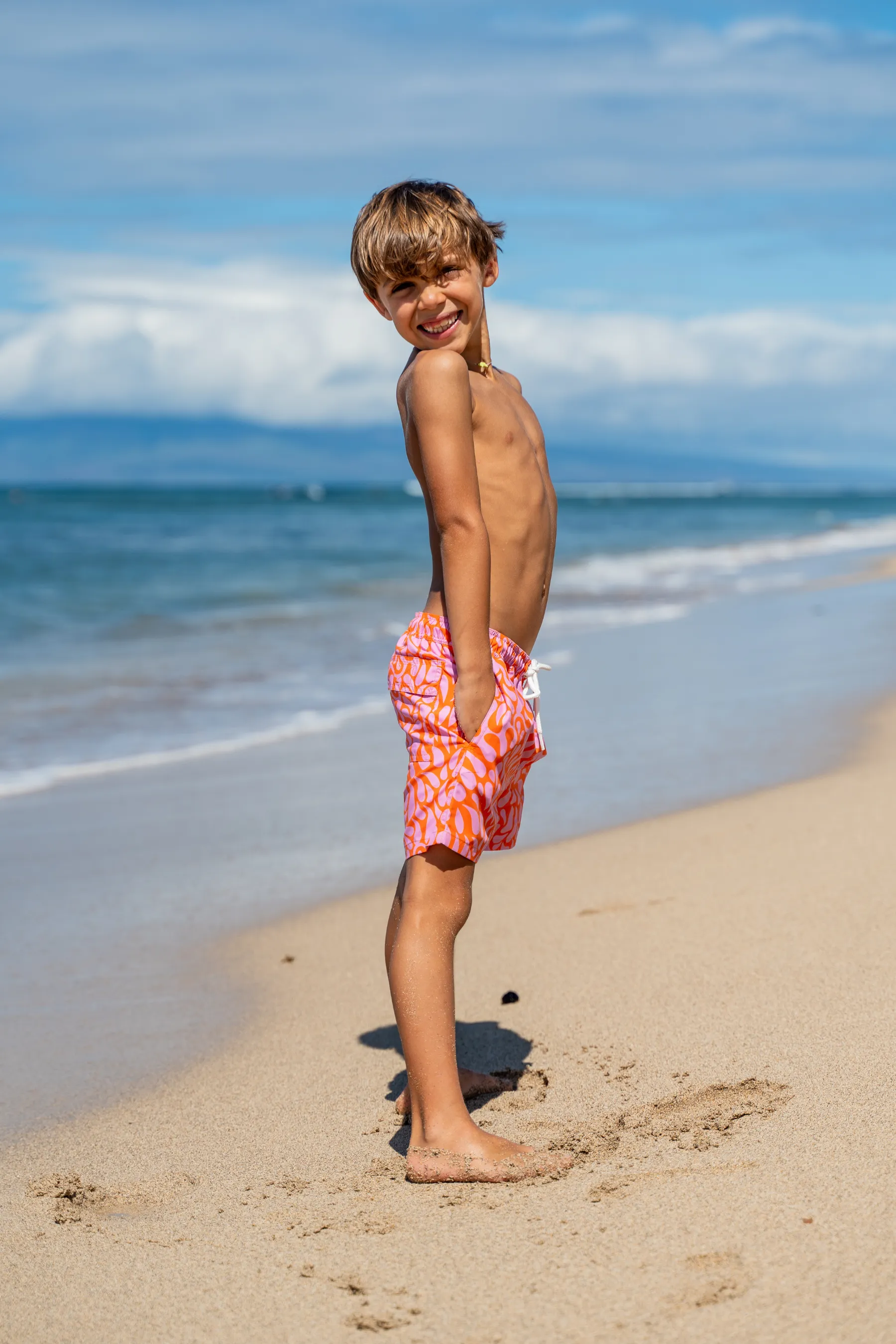 Kids Nevis Swim Trunk - Dominica Water Print