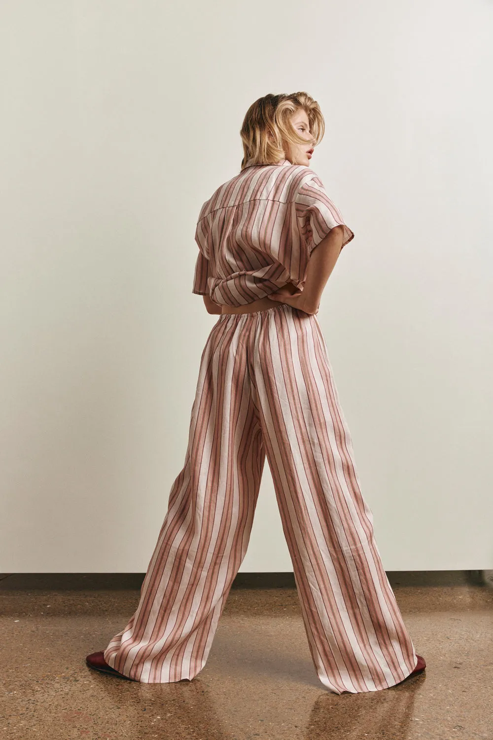 Leila Linen Shirt Pink Stripe