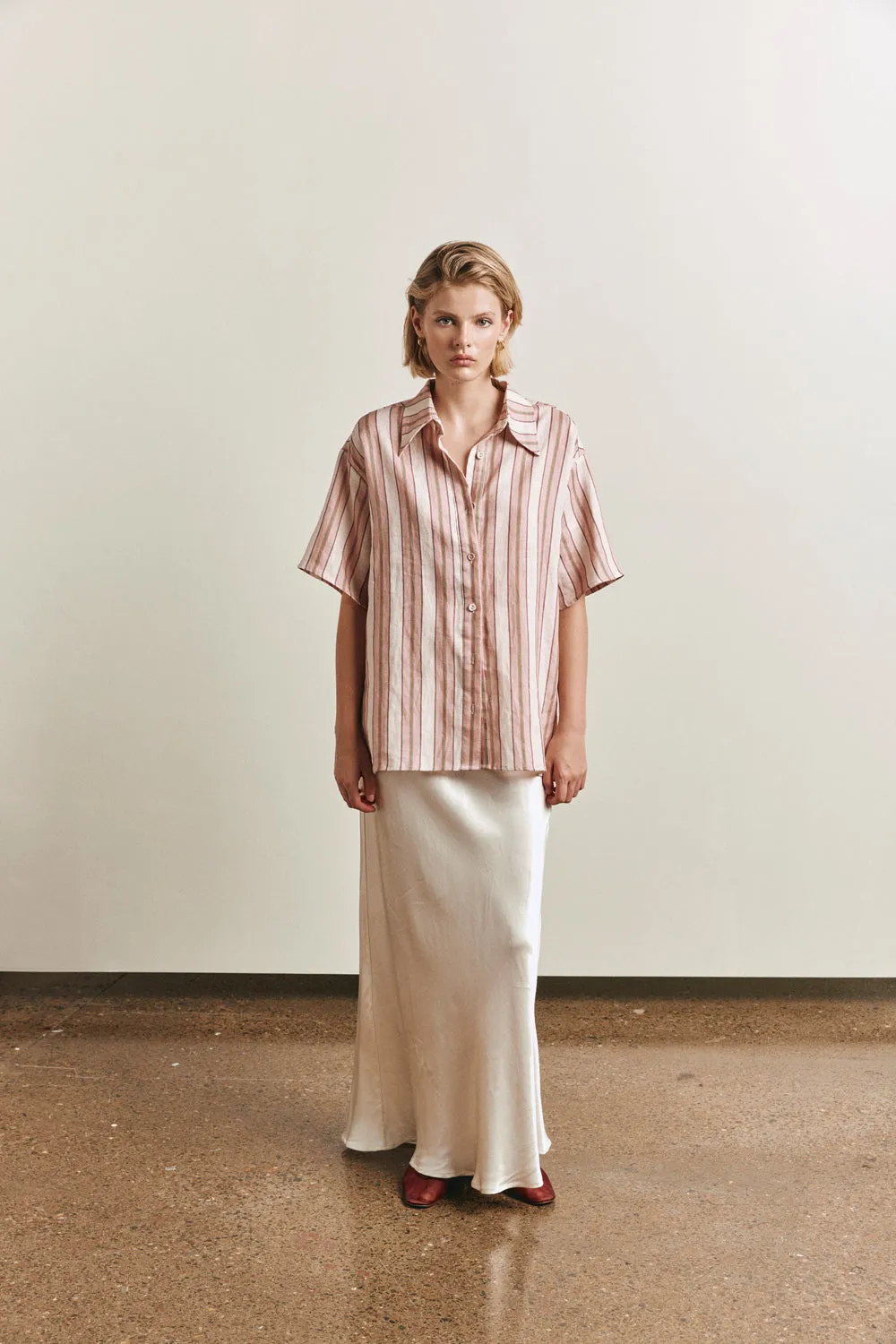 Leila Linen Shirt Pink Stripe