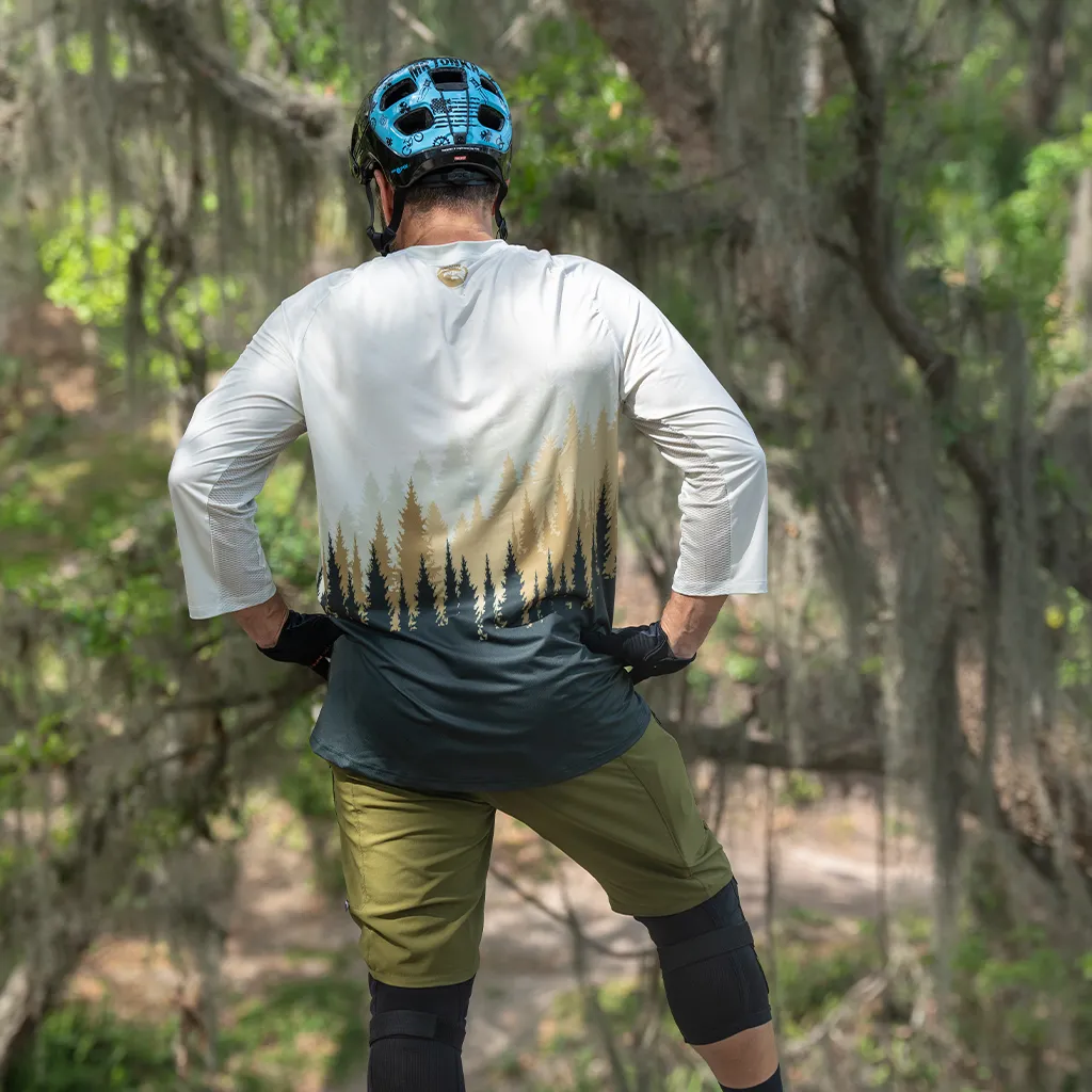 Men's 3/4 Sleeve Tech Air MTB Jersey - (Trees - Drab)