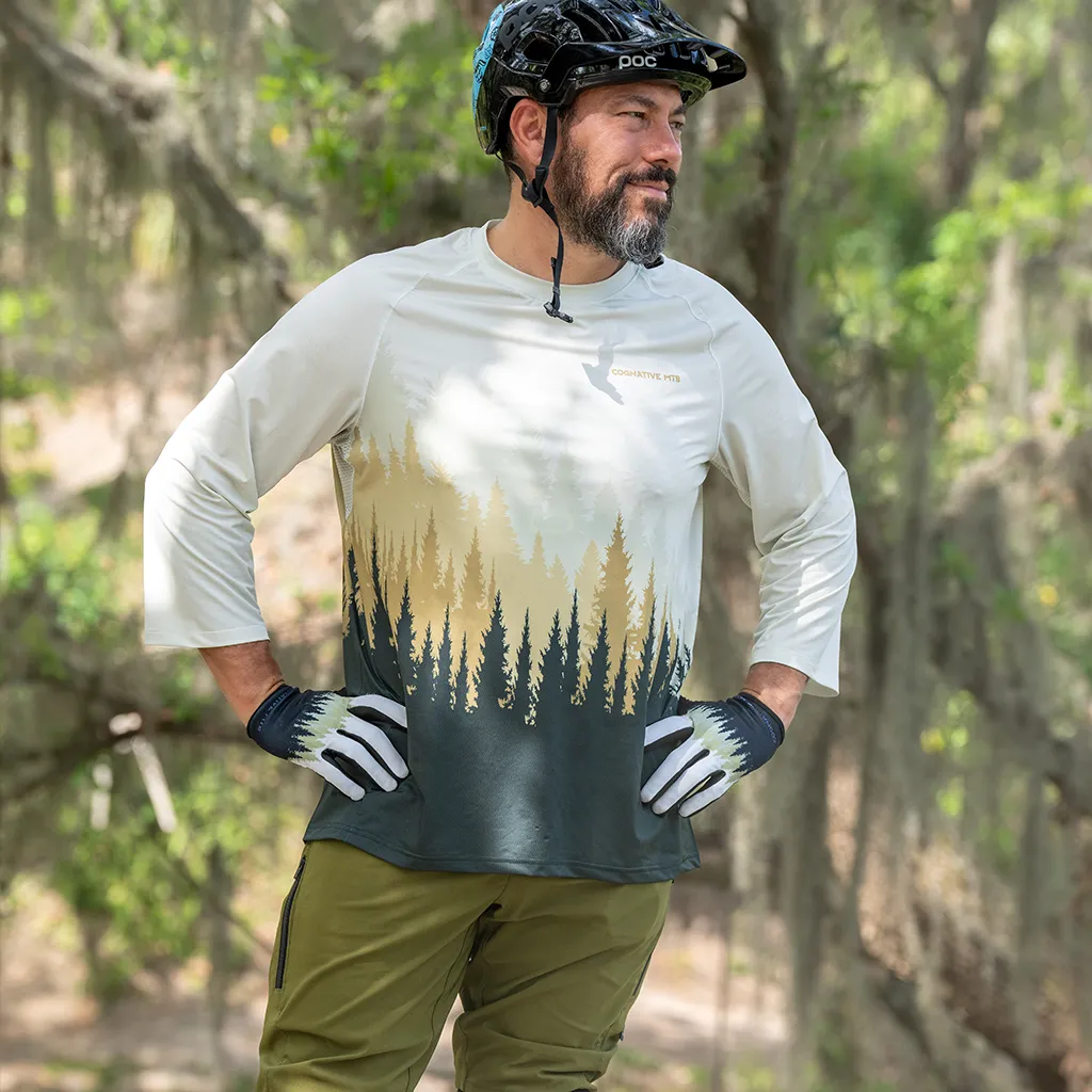 Men's 3/4 Sleeve Tech Air MTB Jersey - (Trees - Drab)