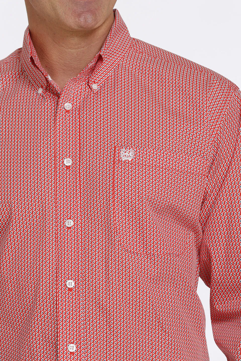 MEN'S CINCH DIAMOND PRINT BUTTON-DOWN WESTERN SHIRT - RED / BLUE / WHITE