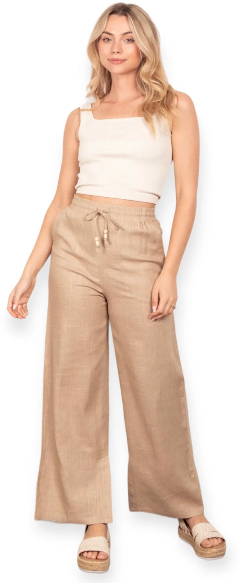 Monterey Summer Linen Wide Pants