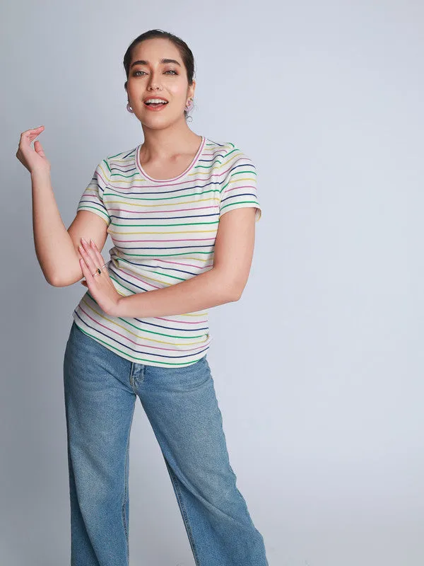 Multi Coloured Stripe Jersey T-shirt