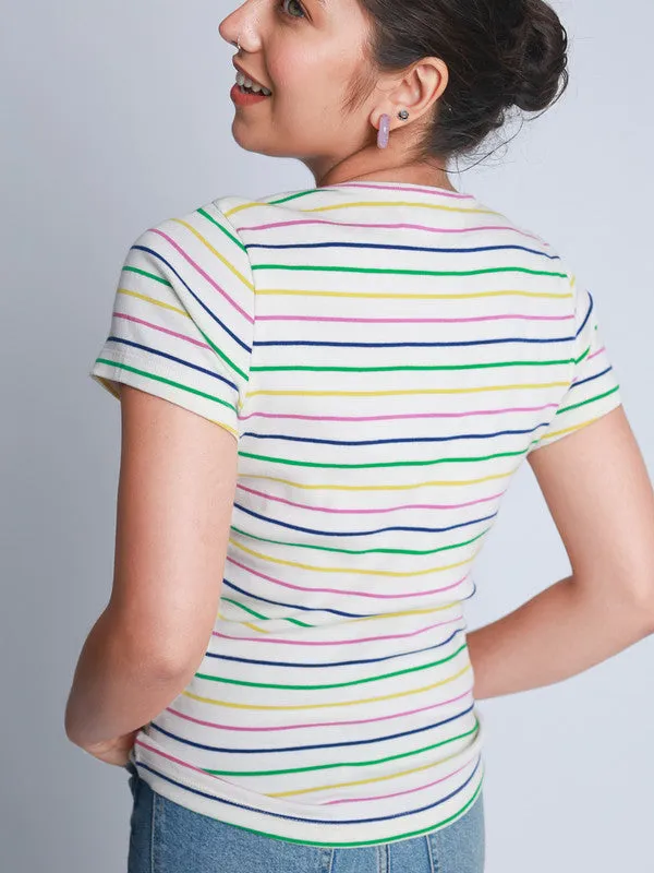 Multi Coloured Stripe Jersey T-shirt