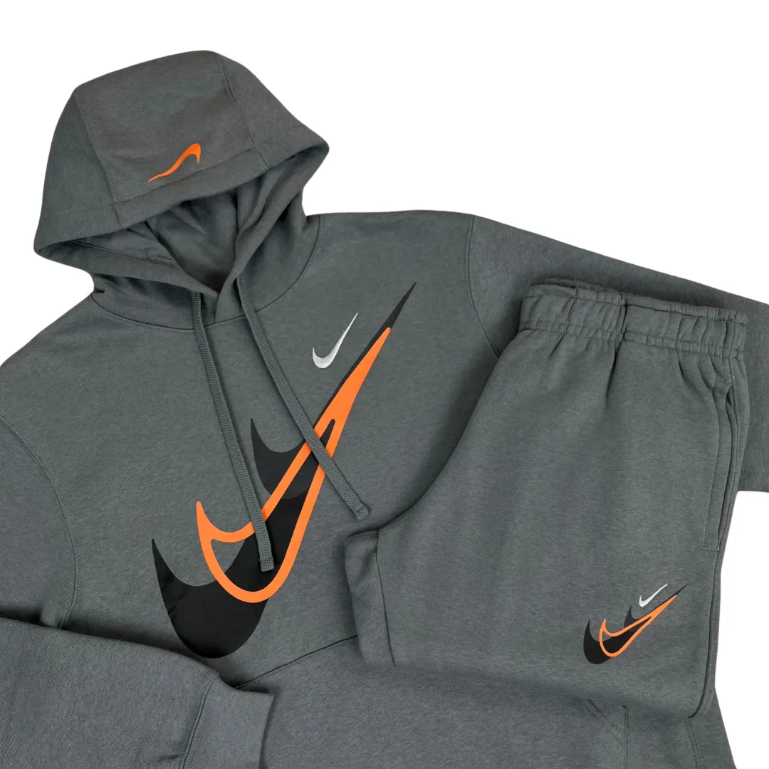 Nike Multi Swoosh Graphic Tracksuit - Grey / Orange