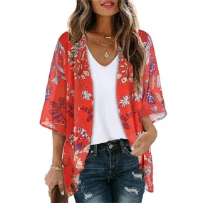 Open Front Beachwear Cover Up Kimono Style Shirt