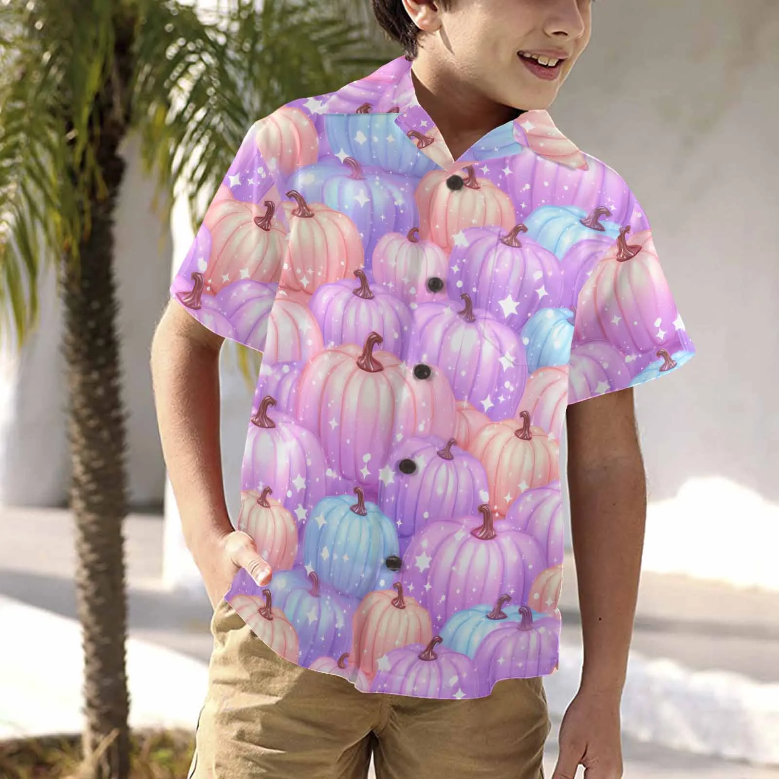 Pastel Pumpkin  Little Boys Hawaiian Shirt