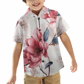 Pink Floral  Little Boys Hawaiian Shirt