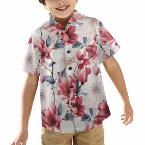 Pink Floral Small  Little Boys Hawaiian Shirt