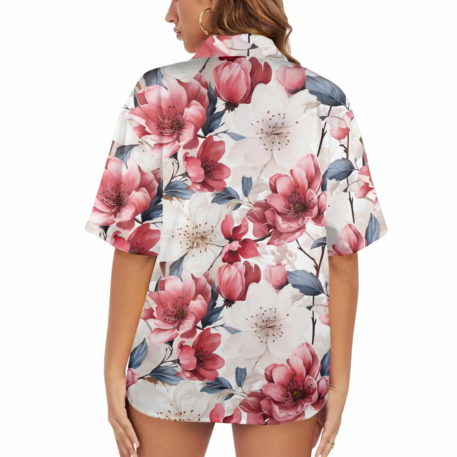 Pink Floral Small  Women's Hawaiian Shirt