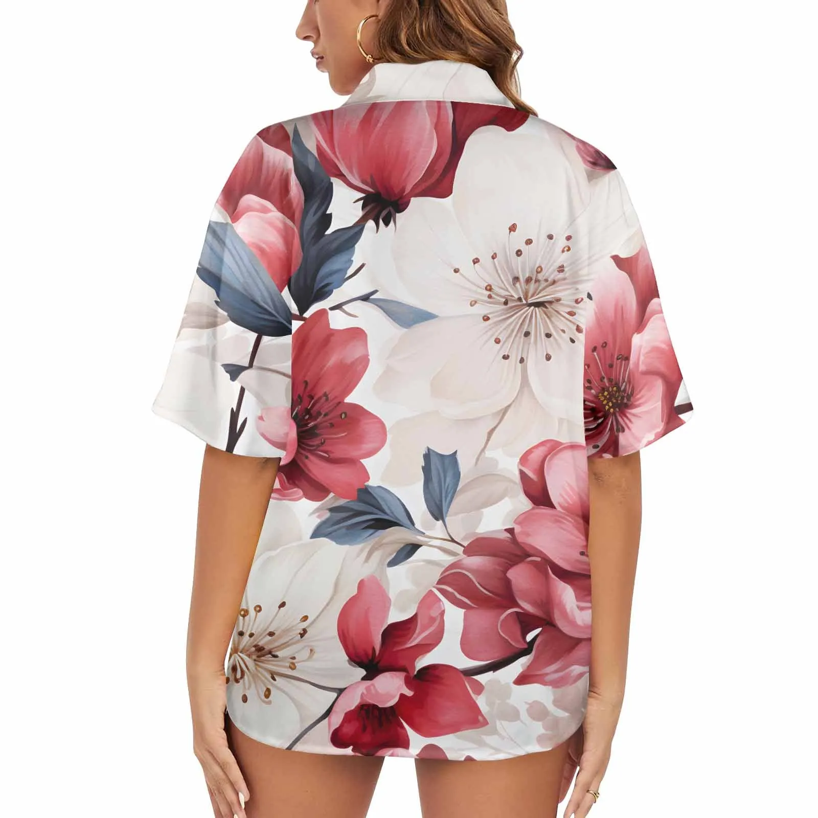 Pink Floral  Women's Hawaiian Shirt