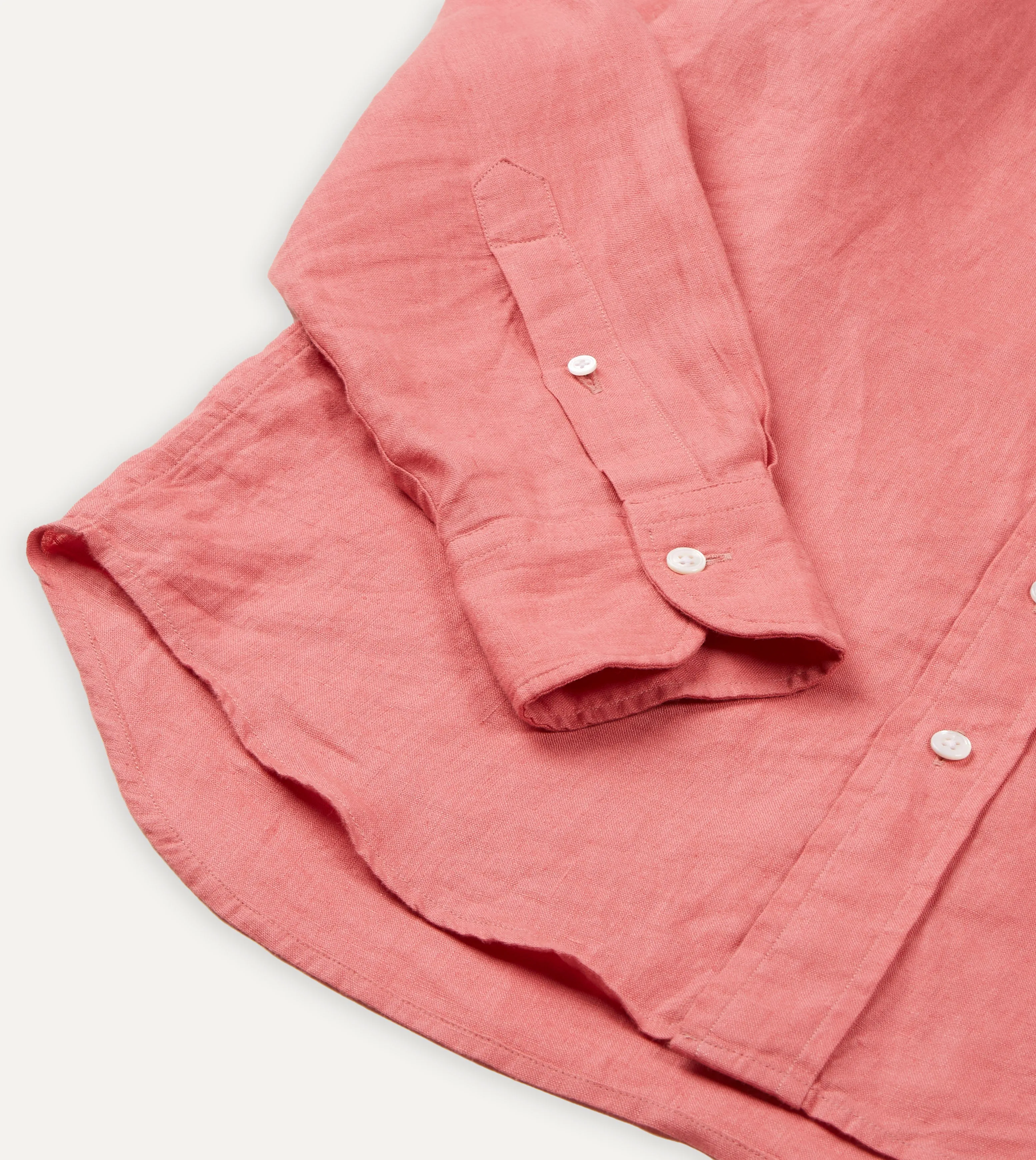 Pink Linen Spread Collar Shirt