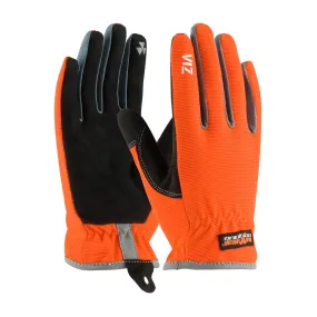 PIP 120-4600 Maximum Safety Viz with Synthetic Leather Palm and Fabric Back PVC Grip on Index Finger/Thumb Safety Glove (One Dozen)