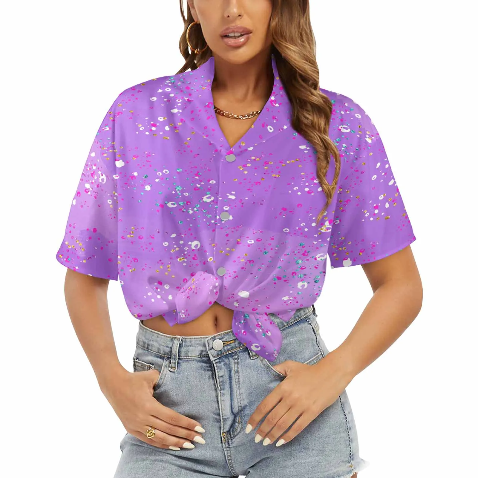 Purple Splash  Women's Hawaiian Shirt