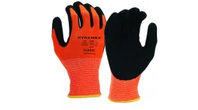 Pyramex 13 Gauge Sandy Nitrile Coated A6 Cut Resistant Work Gloves - Orange/2XL