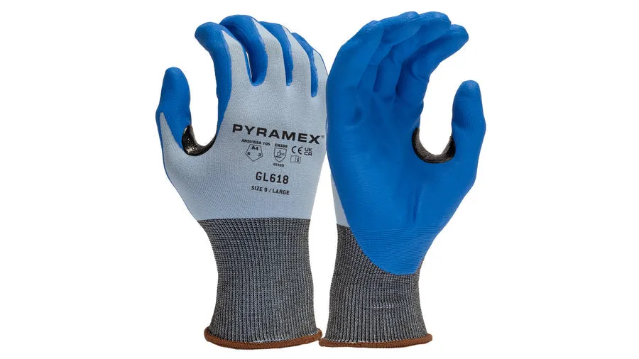 Pyramex 18 Gauge Micro Foam Nitrile Coated A1 Cut Resistant Gloves - S