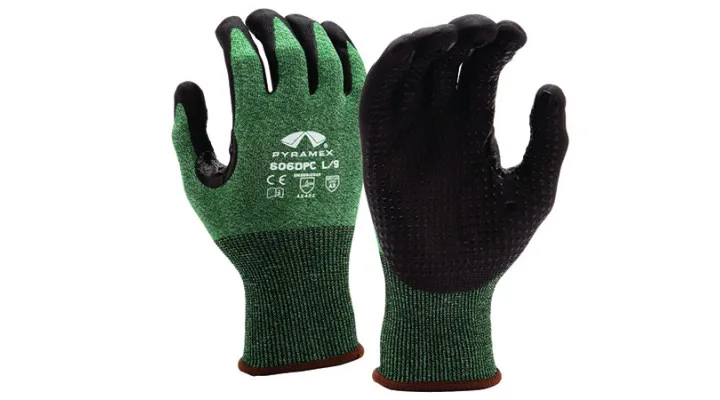 Pyramex 18 Gauge Micro-Foam Nitrile Dotted A3 Cut Thumb Saddle Gloves - M