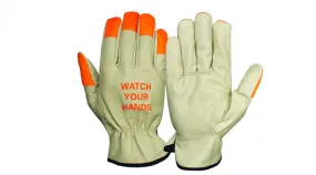 Pyramex Select Grain Cowhide Drivers Gloves with Keystone HiVis Orange Tips - 2XL