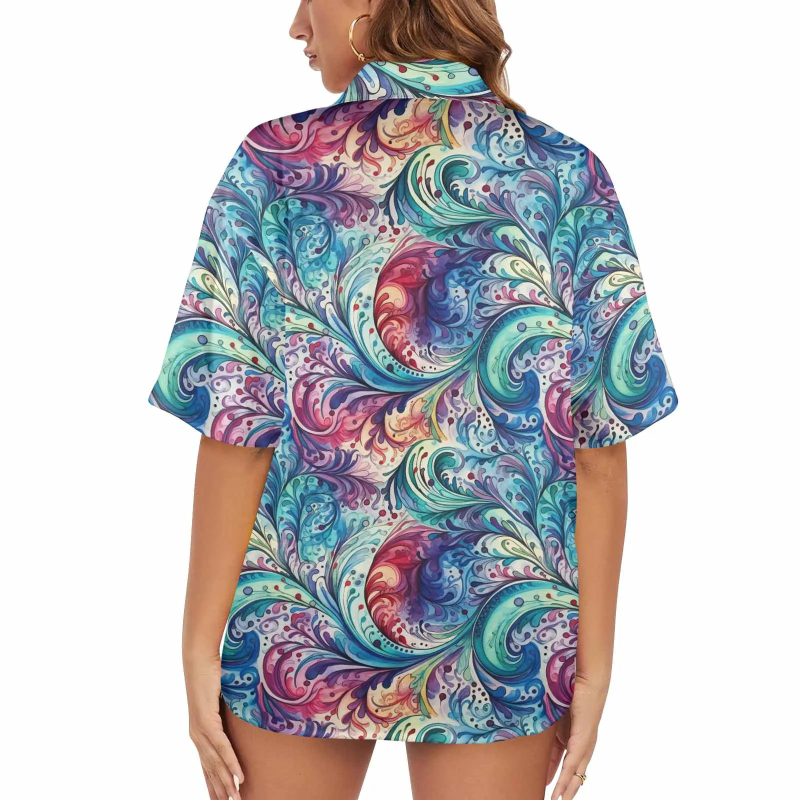 Rainbow Paisley  Women's Hawaiian Shirt