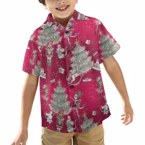 Red Christmas  Little Boys Hawaiian Shirt