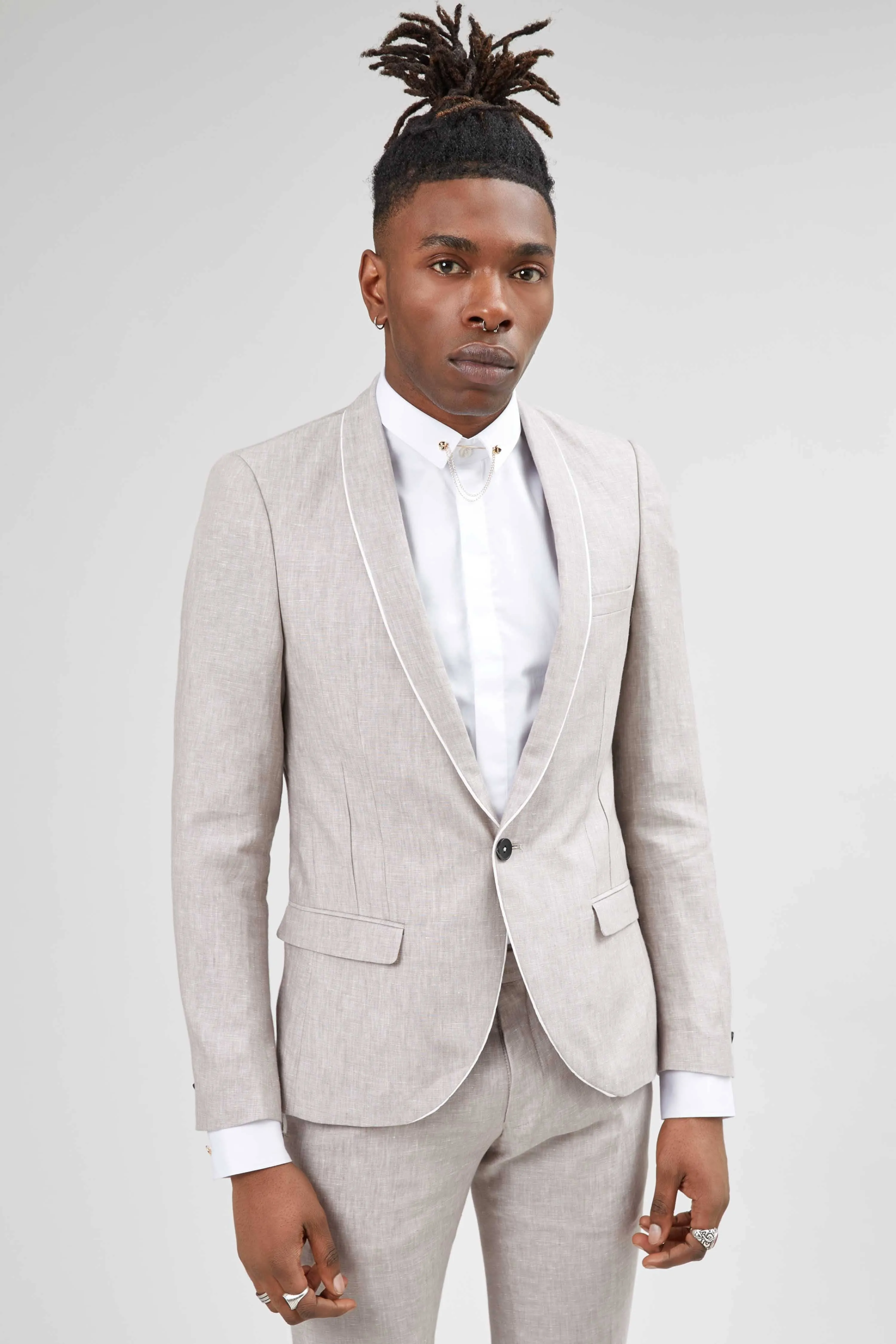 Runner Skinny Fit Neutral Linen Suit - ARCHIVE