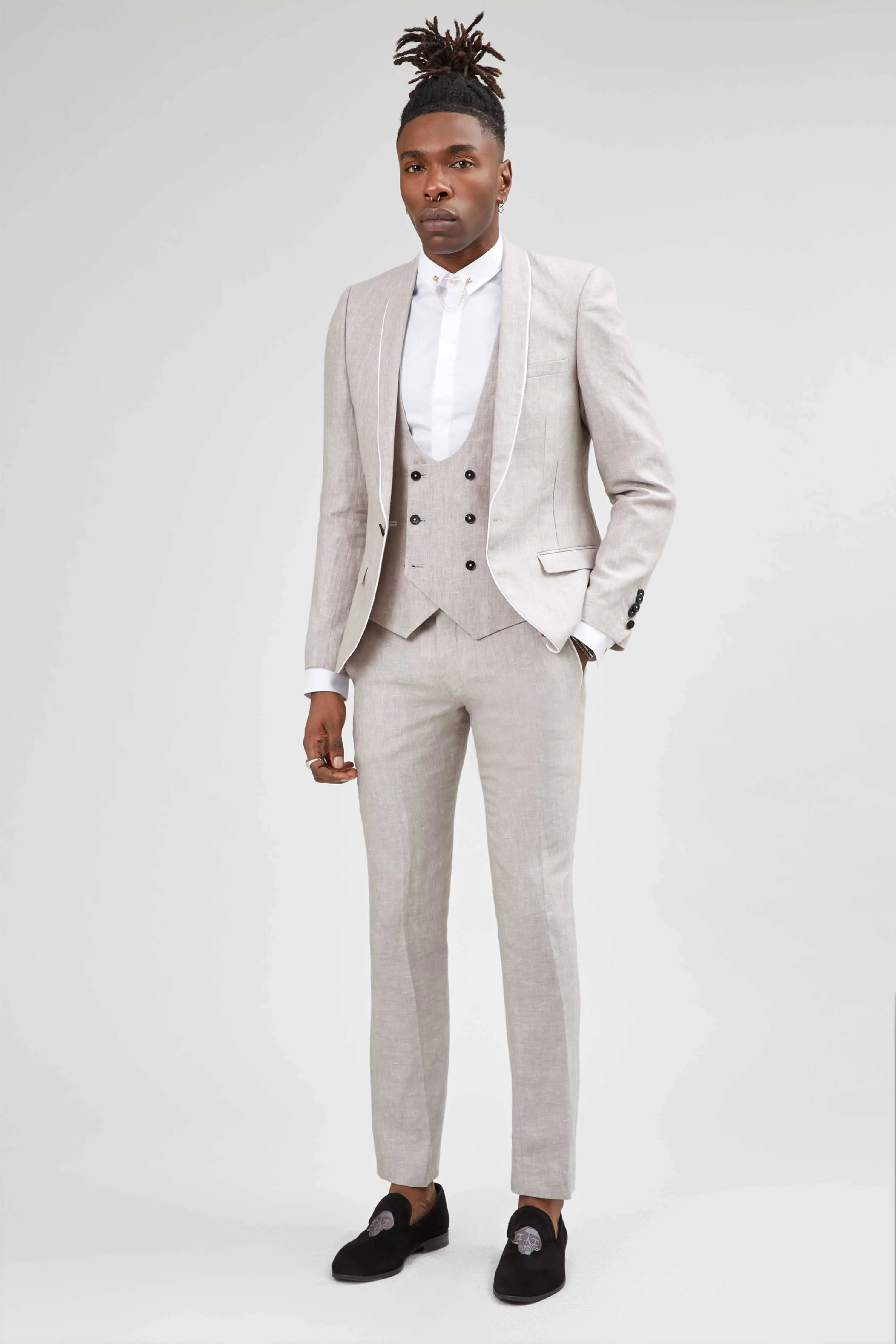 Runner Skinny Fit Neutral Linen Suit - ARCHIVE