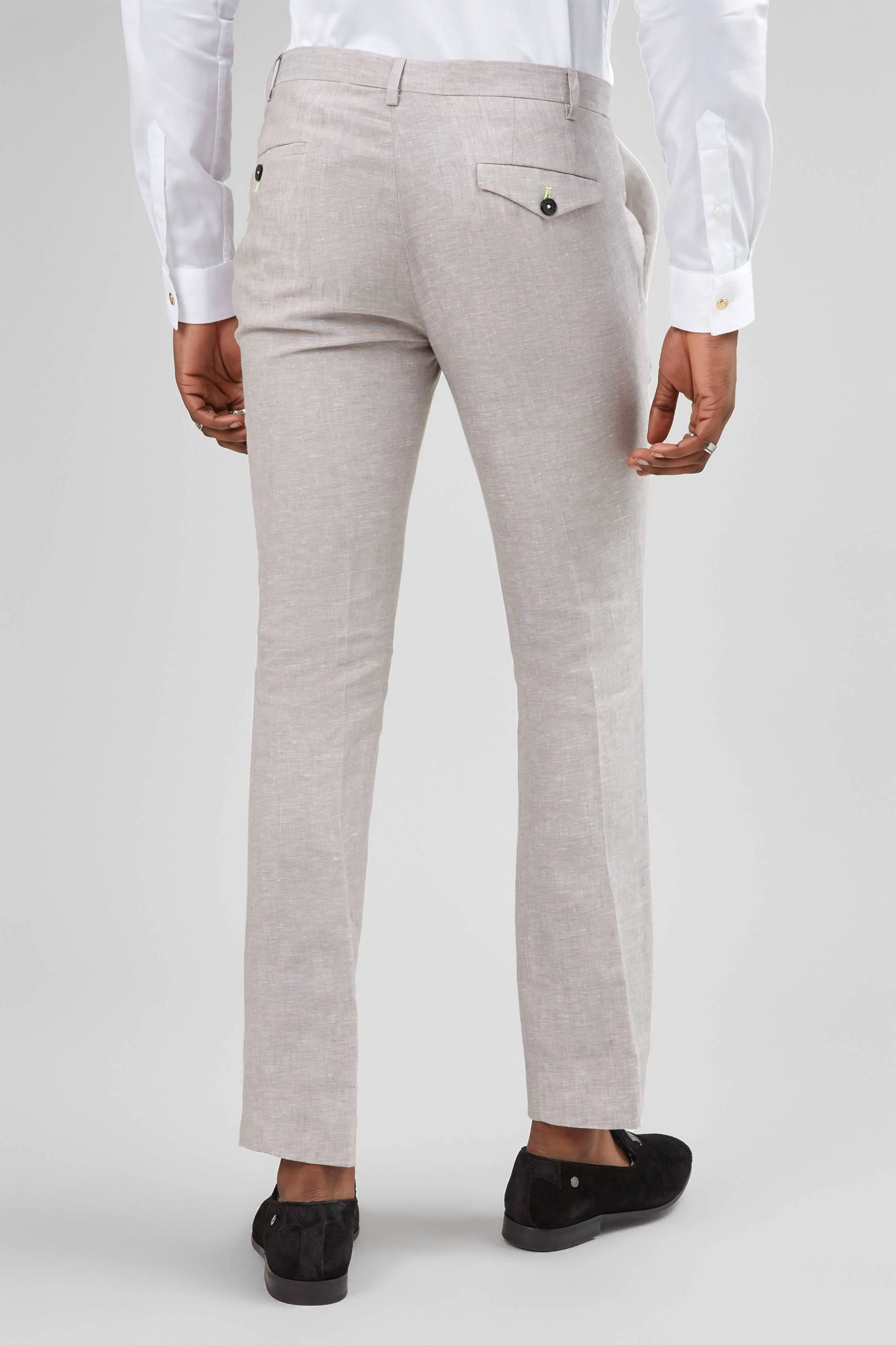 Runner Skinny Fit Neutral Linen Trousers - ARCHIVE