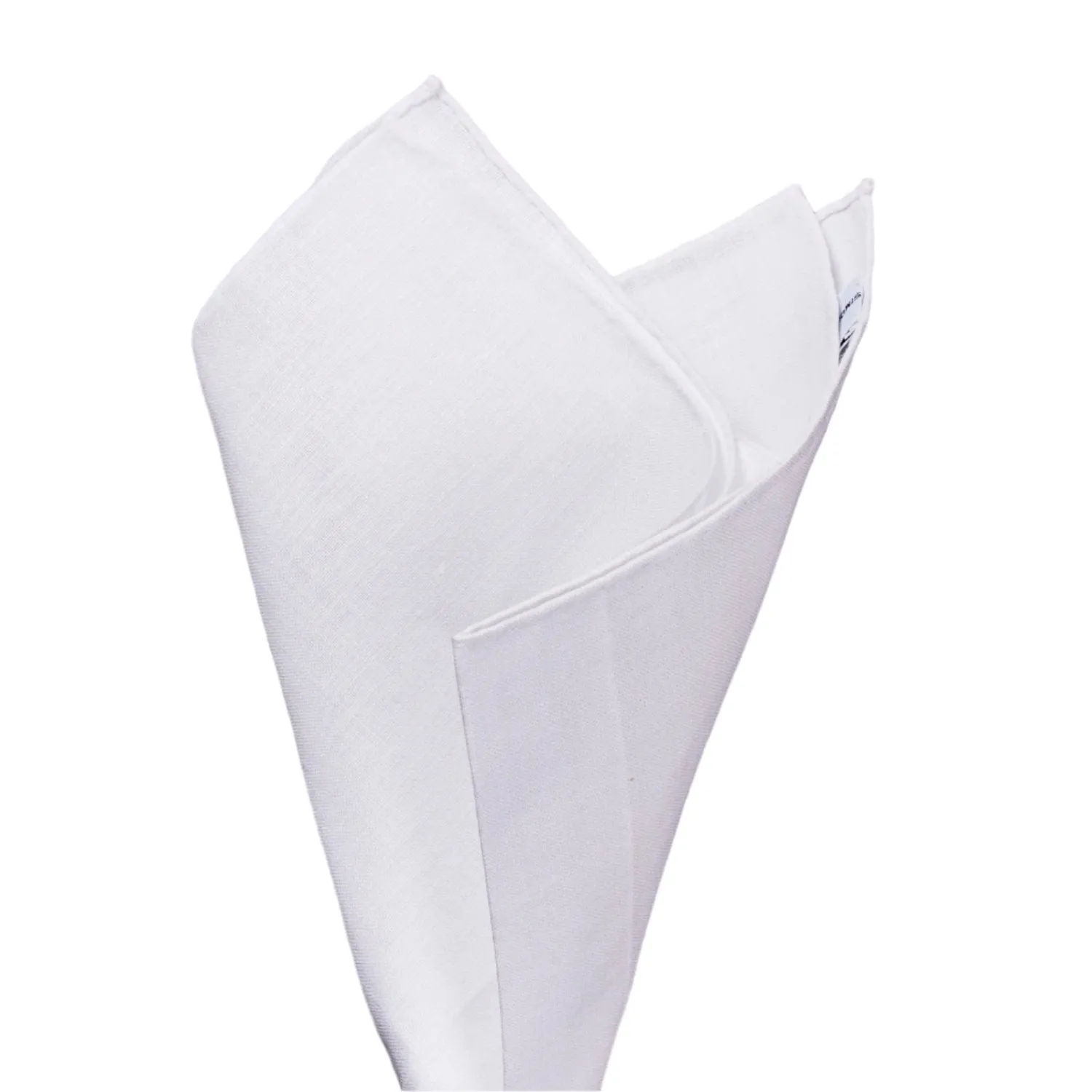 Simonnot Godard 100% Linen Plain White Pocket Square