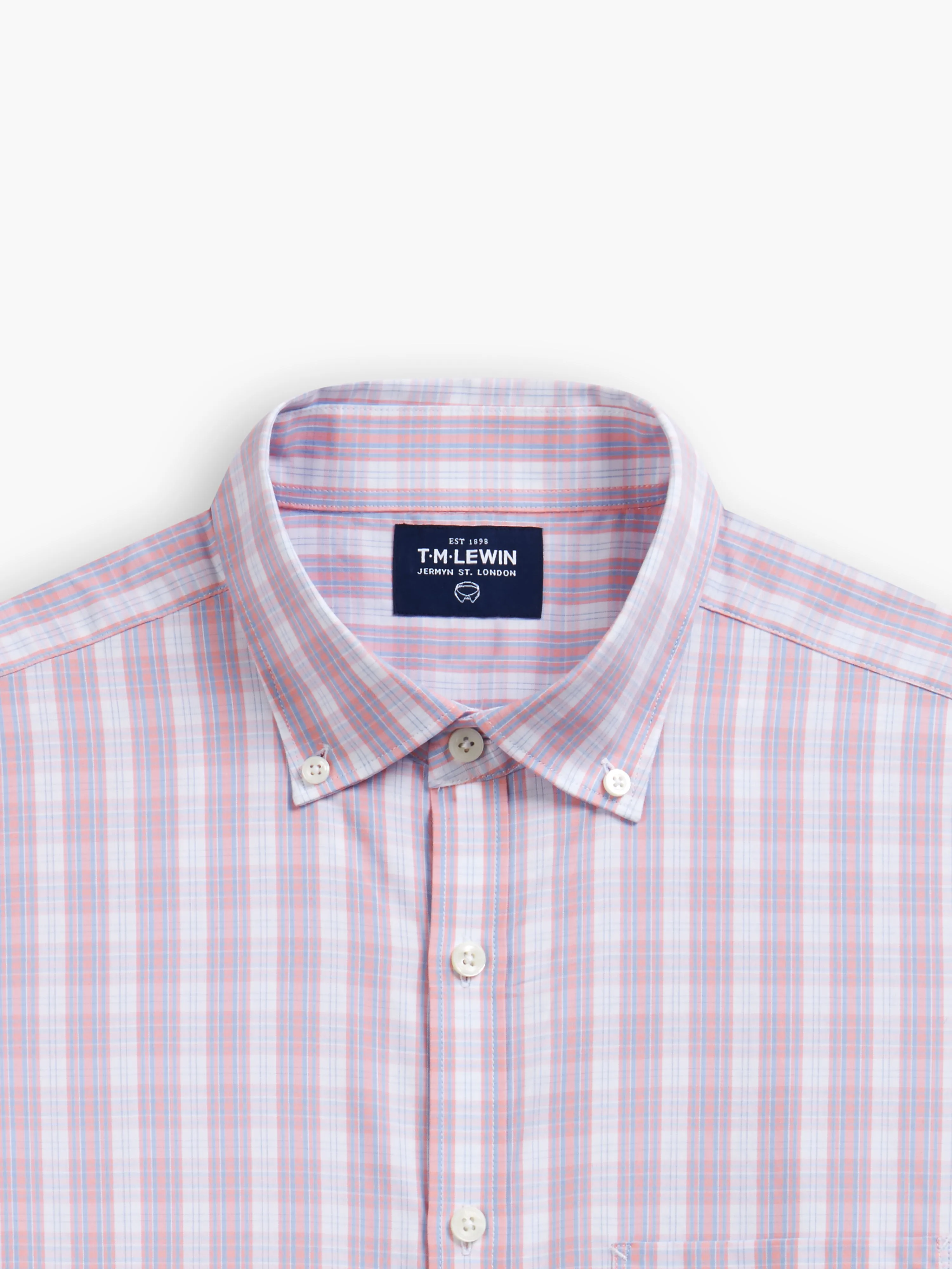 Slim Fit Pink and Blue Oxford Check Shirt