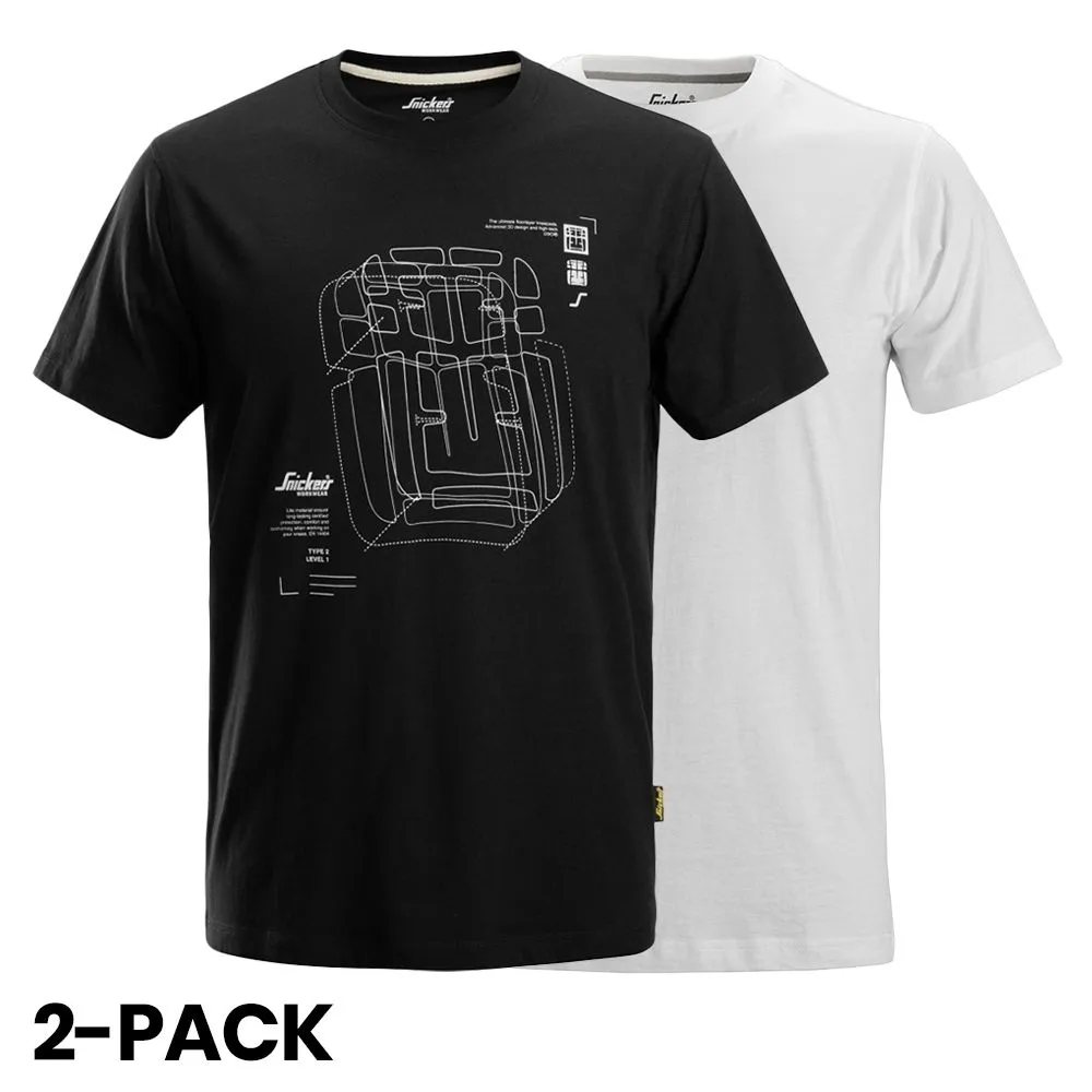 Snickers&#x20;2522&#x20;AllroundWork,&#x20;T-Shirt&#x20;With&#x20;Artwork&#x20;Print,&#x20;2-pack&#x20;-&#x20;Black&#x2F;White