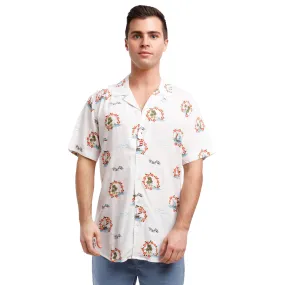 Super Soft Relaxed Printed Short Sleeve Button Up Shirt | Hawaiian Halos