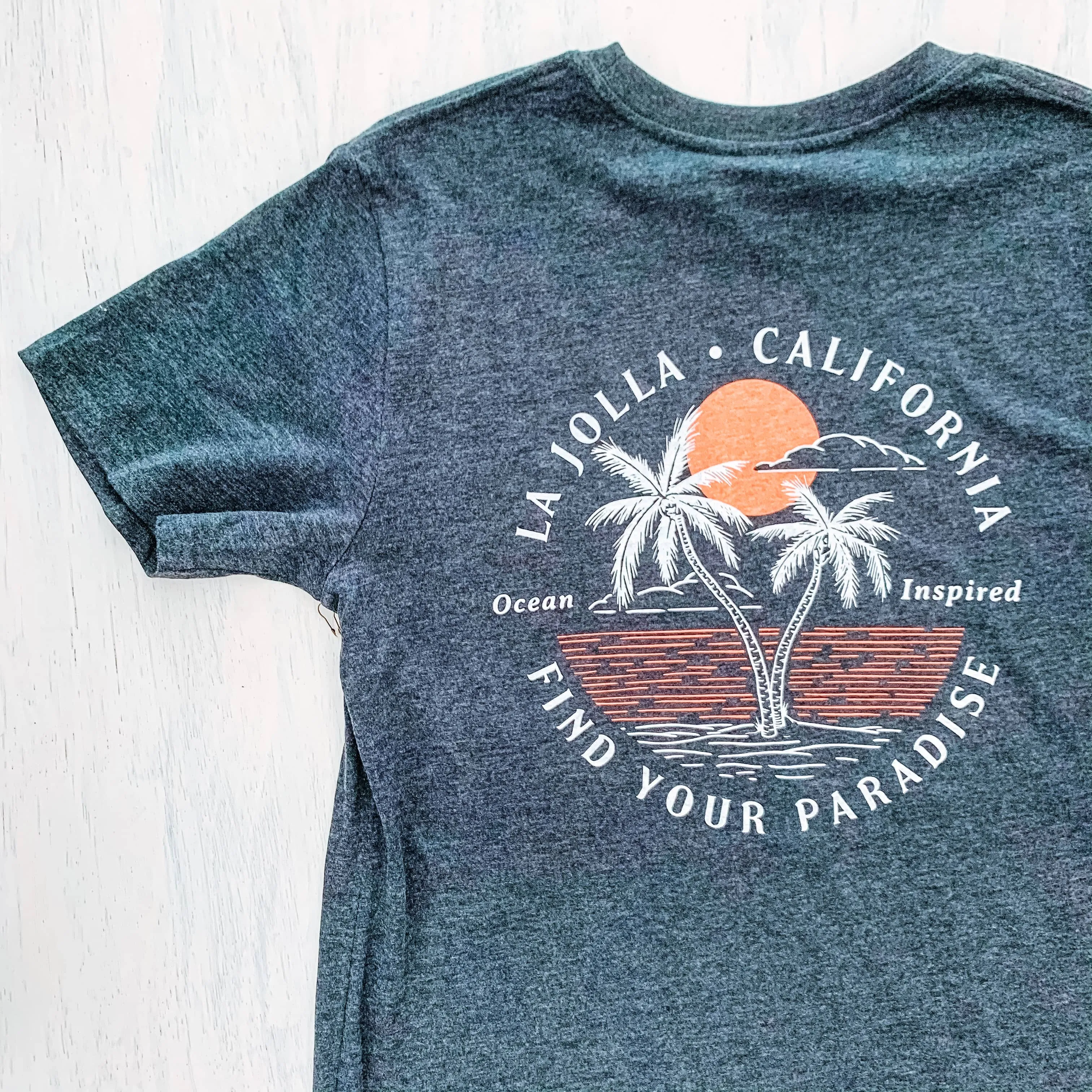 T-SHIRT with LA JOLLA CALIFORNIA Scenic Palms (dark grey)