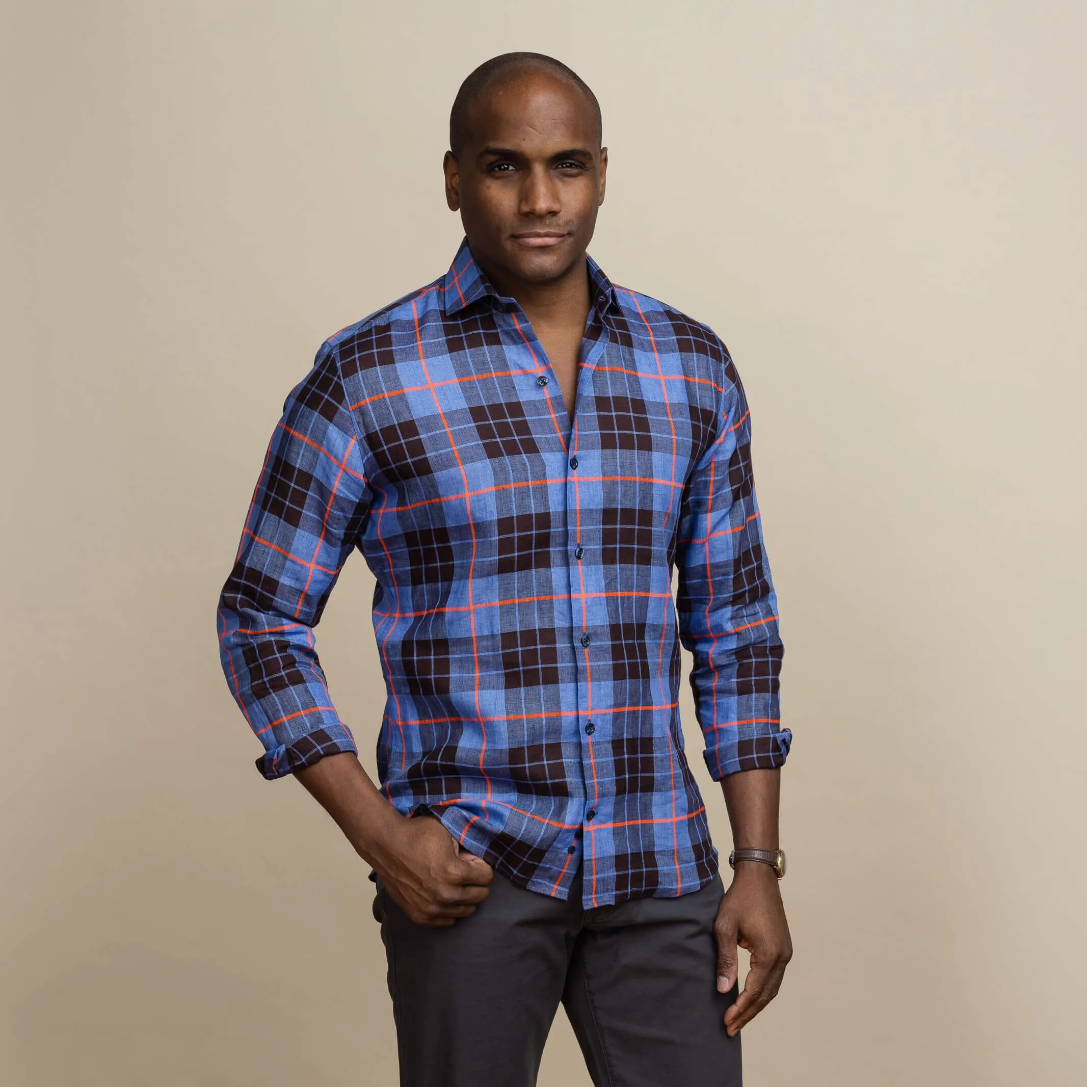 The Royal Blue Albini Ward Plaid Custom Shirt