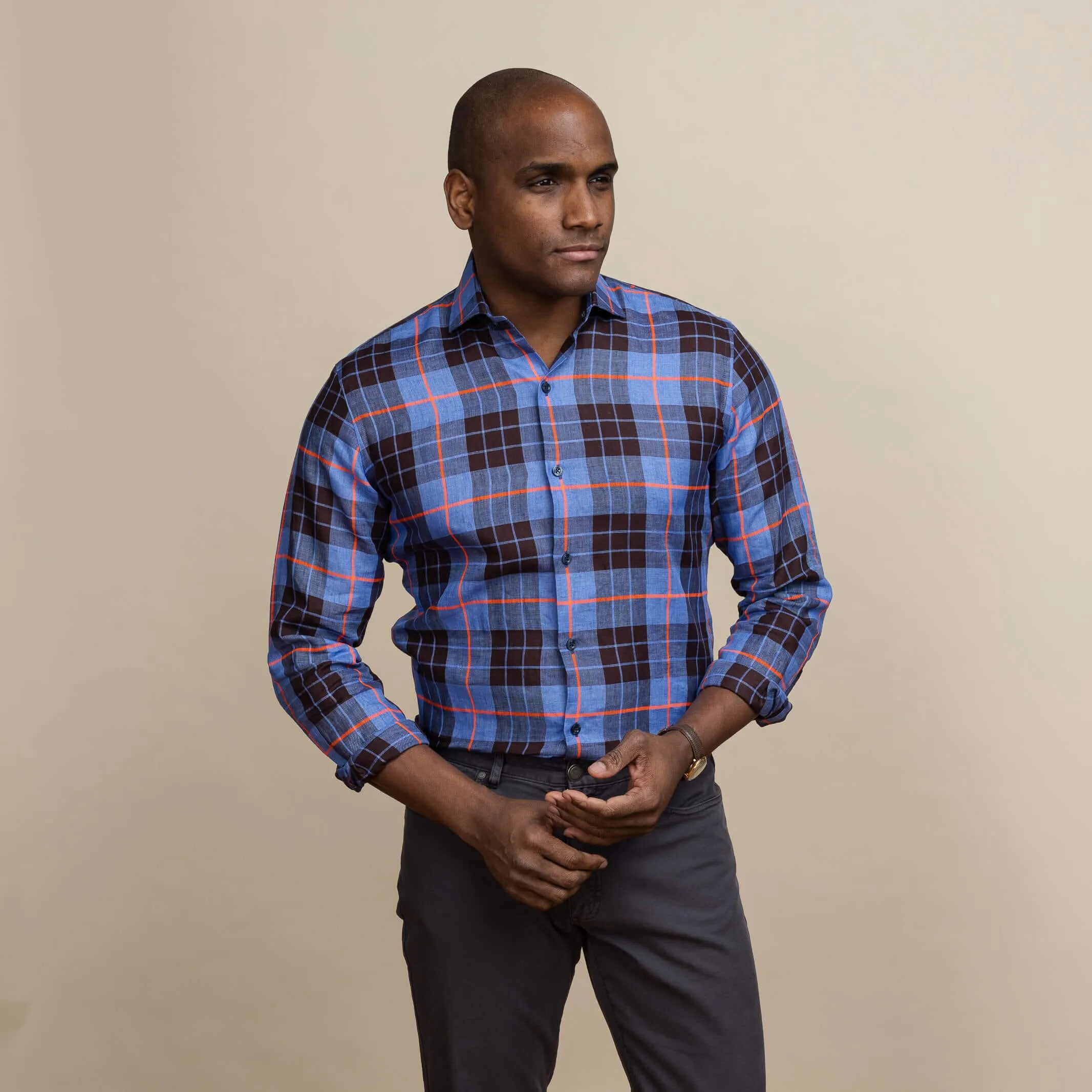 The Royal Blue Albini Ward Plaid Custom Shirt