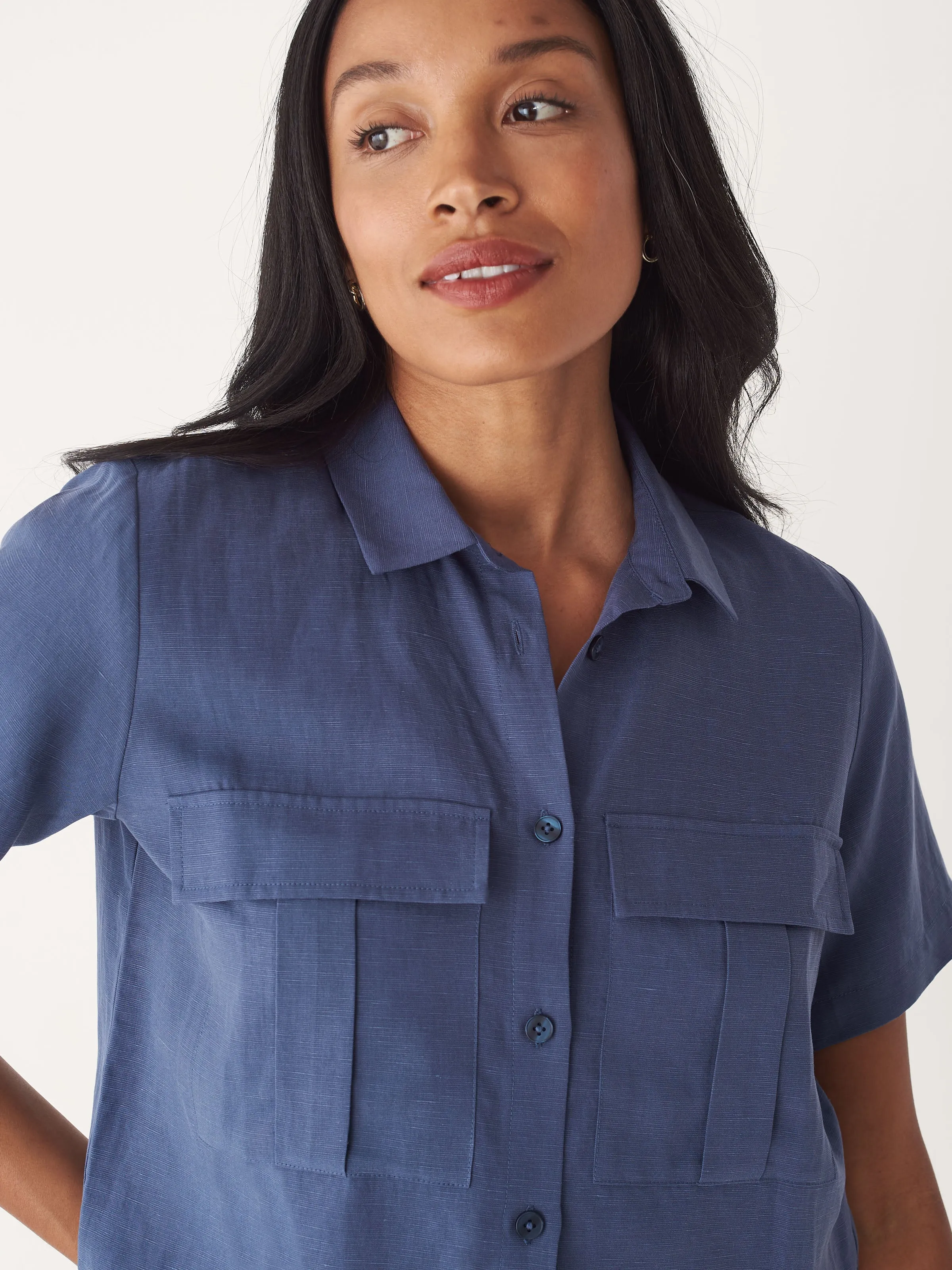 The Utility Boxy Shirt in Twilight Blue