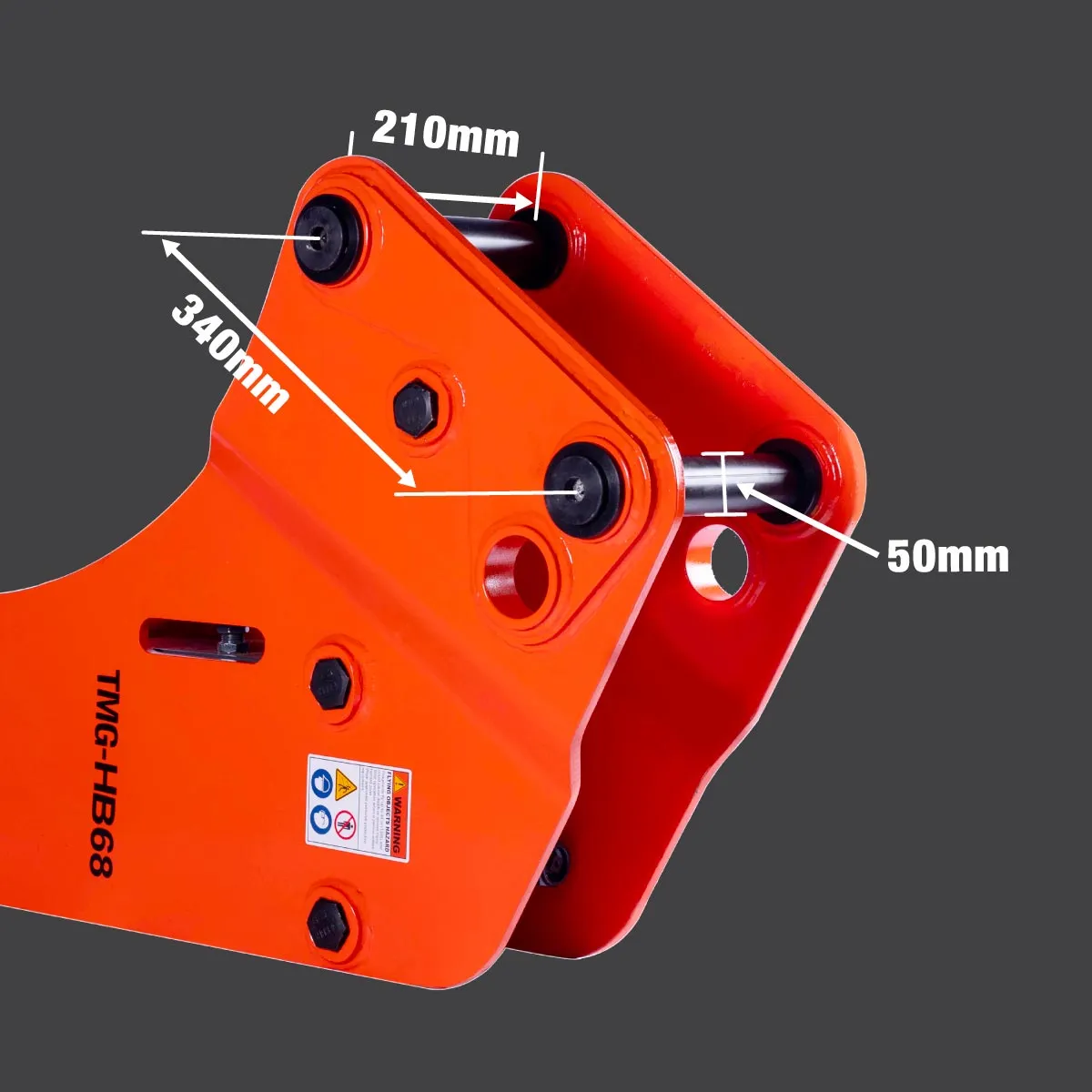 TMG Industrial 4-7 Ton Excavator/Backhoe Hydraulic Breaker, 2-3/4” Moil Point Chisel, 600 J Impact Energy, Pin Grabber Lugging, TMG-HB68