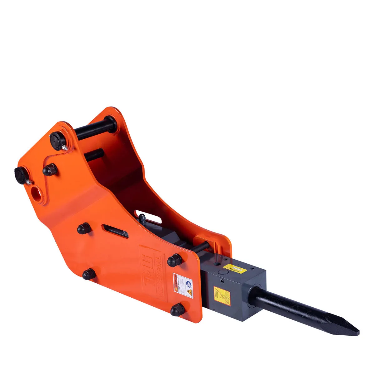 TMG Industrial 4-7 Ton Excavator/Backhoe Hydraulic Breaker, 2-3/4” Moil Point Chisel, 600 J Impact Energy, Pin Grabber Lugging, TMG-HB68