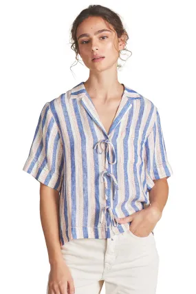 Trovata Birds of Paradise Inez Shirt in Azul Stripe