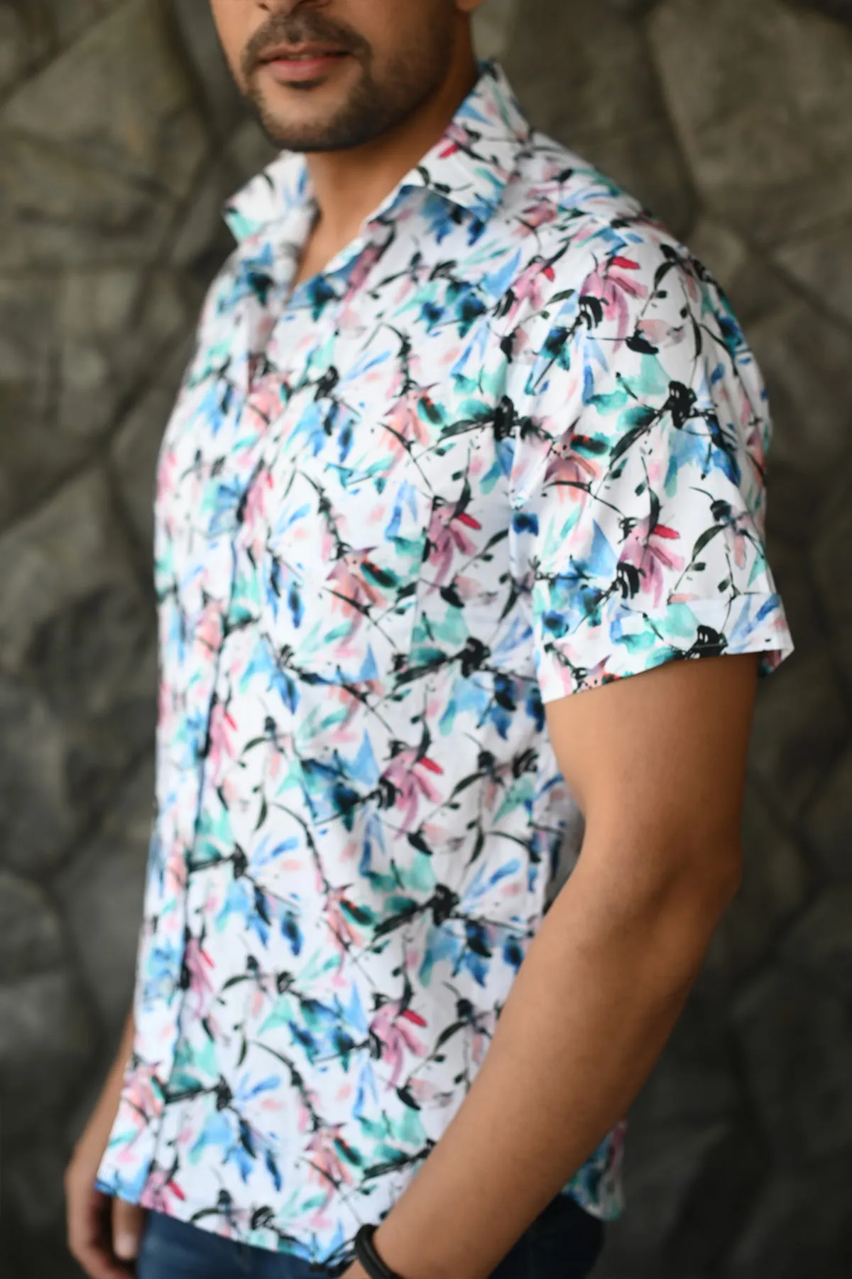 WaterColor print cotton shirt half sleeves | Style Matters